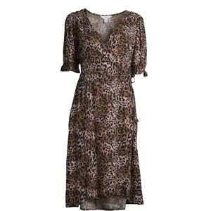 Time And Tru Animal Print Wrap Midi dress NWOT